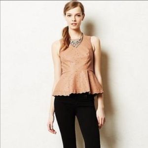Anthropologie Vegan Leather Peplum Top